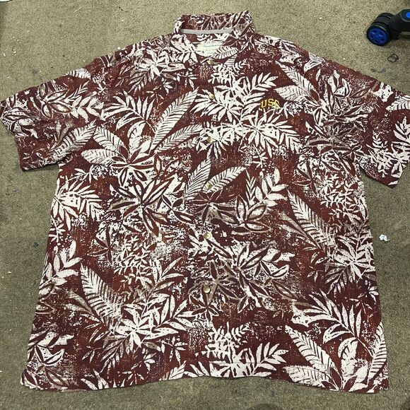 Tommy Bahama short sleeve shirt Mens XXL Tropical leaf Button Up 100% Silk USC - Picture 2 of 6